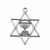 WYSIWYG 10pcs 39x32mm Judaism Menorah Star Of David Charms For Jewelry Making Antique Silver Color Charms Jewelry Accessories