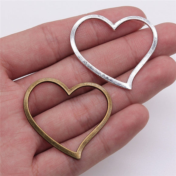 WYSIWYG 10pcs 39x35mm Pendants Big Hollow Heart Connector Pendants Hollow Heart Charm Pendants Hollow Heart