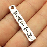 WYSIWYG 10pcs 39x7mm Faith Plates Charms Antique Silver Color Pendant Charms Jewelry Findings For Jewelry Making
