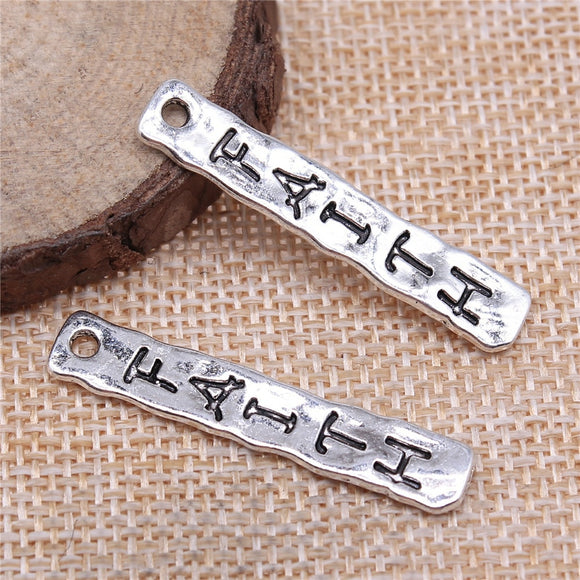WYSIWYG 10pcs 39x7mm Faith Plates Charms Antique Silver Color Pendant Charms Jewelry Findings For Jewelry Making