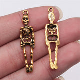 WYSIWYG 10pcs 39x9mm Charms Skull Skeleton Man 2 Colors Plated Pendants Making DIY Handmade Tibetan Finding Jewelry h1143