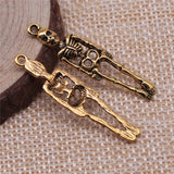 WYSIWYG 10pcs 39x9mm Charms Skull Skeleton Man 2 Colors Plated Pendants Making DIY Handmade Tibetan Finding Jewelry h1143