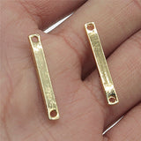 WYSIWYG 10pcs 3x26mm Long Strip Bar Connector Charms Electrophoresis KC Gold Color For Jewelry Making Charms Jewelry Findings
