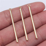 WYSIWYG 10pcs 3x41mm Long Strip Bar Charms Pendant Earring Making Jewelry Making High Quality KC Gold Color Alloy Charms