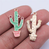 WYSIWYG 10pcs 4 Styles KC Gold Color Cactus Charms For Jewelry Making DIY Jewelry Findings