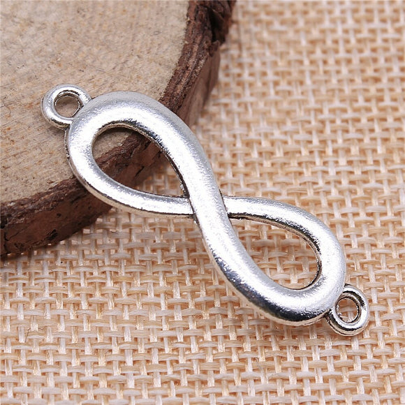 WYSIWYG 10pcs 40x12mm Antique Silver Color Infinity Charms Infinite Symbol Charm Connector Infinity Symbol Connector Charms