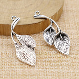 WYSIWYG 10pcs 40x14mm Pendant Calla Lily Leaf Branch Charm Pendants For Jewelry Making Antique Silver Color Leaf Pendants