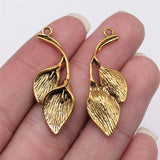 WYSIWYG 10pcs 40x14mm Pendant Calla Lily Leaf Branch Charm Pendants For Jewelry Making Antique Silver Color Leaf Pendants
