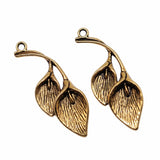 WYSIWYG 10pcs 40x14mm Pendant Calla Lily Leaf Branch Charm Pendants For Jewelry Making Antique Silver Color Leaf Pendants