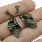 WYSIWYG 10pcs 40x14mm Pendant Calla Lily Leaf Branch Charm Pendants For Jewelry Making Antique Silver Color Leaf Pendants