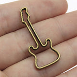 WYSIWYG 10pcs 40x17mm Guitar Charms For Jewelry Making Antique Bronze Color Charms Pendants Jewelry Accessories