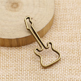 WYSIWYG 10pcs 40x17mm Guitar Charms For Jewelry Making Antique Bronze Color Charms Pendants Jewelry Accessories