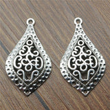 WYSIWYG 10pcs 40x23mm Carved Drop Charms For Jewelry Making Drop Shaped Charm For Earring Hollow Carved Charms