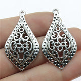 WYSIWYG 10pcs 40x23mm Carved Drop Charms For Jewelry Making Drop Shaped Charm For Earring Hollow Carved Charms