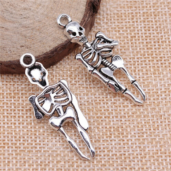 WYSIWYG 10pcs 41x15mm Skull Skeleton Charms Pendant For Jewelry Making