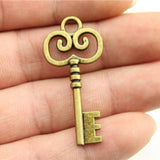 WYSIWYG 10pcs 41x19mm 2 Colors Antique Silver Color Antique Bronze Plated Key Charms Findings Antique Key Charms Key Charm DIY