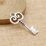 WYSIWYG 10pcs 41x19mm 2 Colors Antique Silver Color Antique Bronze Plated Key Charms Findings Antique Key Charms Key Charm DIY