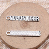 WYSIWYG 10pcs 41x7mm Antique Silver Color Volunteer Volunteer Plaque Charms For Jewelry Making