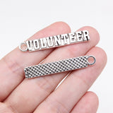 WYSIWYG 10pcs 41x7mm Antique Silver Color Volunteer Volunteer Plaque Charms For Jewelry Making