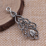 WYSIWYG 10pcs 42x14mm Antique Silver Color Hollow Drop-Shaped Earring Accessories Earring Connector DIY Jewelry Findings