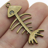 WYSIWYG 10pcs 42x21mm Pendant Fish Bone Fish Bone Charm Pendants For Jewelry Making Antique Silver Color Bone Fish Pendants