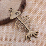 WYSIWYG 10pcs 42x21mm Pendant Fish Bone Fish Bone Charm Pendants For Jewelry Making Antique Silver Color Bone Fish Pendants