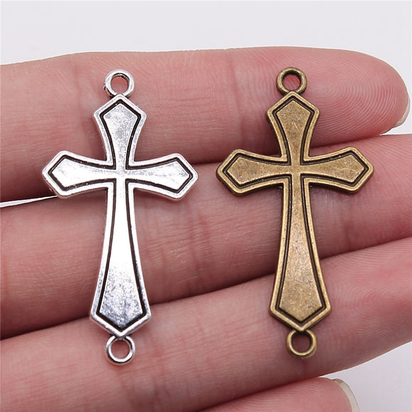 WYSIWYG 10pcs 42x22mm 2 Colors Antique Bronze Plated Cross Connector Charm Cross Charms Cross Charms Connector