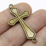WYSIWYG 10pcs 42x22mm 2 Colors Antique Bronze Plated Cross Connector Charm Cross Charms Cross Charms Connector