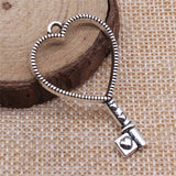 WYSIWYG 10pcs 42x25mm Love Key Metal Frame Charm Uv Resin Epoxy Cabochon Setting Antique Silver Color Bezel Setting Photo Frame