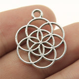 WYSIWYG 10pcs 42x35mm/25x20mm Small Flower Charms For Jewelry Making Hollow Flower Of Life Charms EF3951
