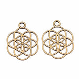 WYSIWYG 10pcs 42x35mm/25x20mm Small Flower Charms For Jewelry Making Hollow Flower Of Life Charms EF3951