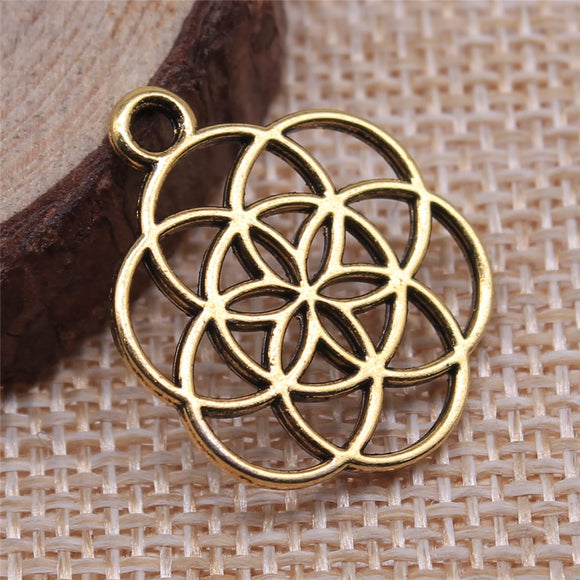 WYSIWYG 10pcs 42x35mm/25x20mm Small Flower Charms For Jewelry Making Hollow Flower Of Life Charms EF3951