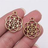 WYSIWYG 10pcs 42x35mm/25x20mm Small Flower Charms For Jewelry Making Hollow Flower Of Life Charms EF3951