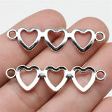 WYSIWYG 10pcs 43x11mm Heart Connector Charms Antique Silver Color For Jewelry Making Charms Pendant DIY Jewelry Findings