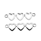 WYSIWYG 10pcs 43x11mm Heart Connector Charms Antique Silver Color For Jewelry Making Charms Pendant DIY Jewelry Findings