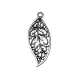 WYSIWYG 10pcs 43x17mm Antique Silver Color Leaf Charms For Jewelry Making
