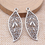 WYSIWYG 10pcs 43x17mm Antique Silver Color Leaf Charms For Jewelry Making