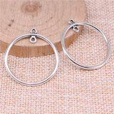 10pcs 43x40mm/33x30mm Geometric Circle Earrings Connector Charms Antique Silver Color Jewelry Findings