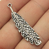 WYSIWYG 10pcs 44x11mm Antique Silver Color Leaf Charms For Jewelry Making