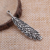 WYSIWYG 10pcs 44x11mm Antique Silver Color Leaf Charms For Jewelry Making