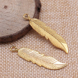 WYSIWYG 10pcs 45mm 3 Colors Antique Silver Color Antique Bronze Gold Color Colro Feather Pendants Charm Feather Charm Feather