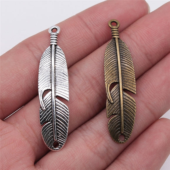 10pcs 45x11mm Feather Conenctor Pendant Connector Feather Pendants Jewelry Making Feather Connector Pendants Charm ef4477