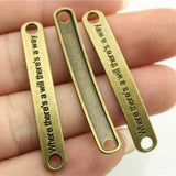 10pcs 45x7mm Charm Where There'S A Will There'S A Way DIY Charms For Jewelry Making Charms Bracelet Connector ef2555