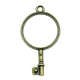 WYSIWYG 10pcs 46x25mm Key Shape Metal Frame Charms Antique Bronze Color Charms For Jewelry Making Jewelry Findings