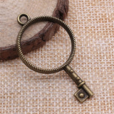 WYSIWYG 10pcs 46x25mm Key Shape Metal Frame Charms Antique Bronze Color Charms For Jewelry Making Jewelry Findings