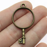 WYSIWYG 10pcs 46x25mm Key Shape Metal Frame Charms Antique Bronze Color Charms For Jewelry Making Jewelry Findings