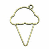WYSIWYG 10pcs 46x32mm Ice Cream Metal Frame Charms DIY Antique Silver Color Antique Bronze Color For Jewelry Making