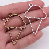 WYSIWYG 10pcs 46x32mm Ice Cream Metal Frame Charms DIY Antique Silver Color Antique Bronze Color For Jewelry Making