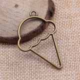WYSIWYG 10pcs 46x32mm Ice Cream Metal Frame Charms DIY Antique Silver Color Antique Bronze Color For Jewelry Making