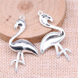 WYSIWYG 10pcs 47x25mm Flamingos Charms Pendants For Jewelry Making 2 Colors Antique Silver Plated Antique Bronze Plated
